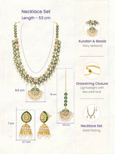 Gold Plated Green Kundan Classic Bridal Set
