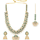Gold Plated Green Kundan Classic Bridal Set