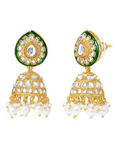 Gold Plated Green Kundan Classic Bridal Set