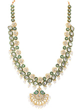 Gold Plated Green Kundan Classic Bridal Set