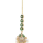 Gold Plated Green Kundan Classic Bridal Set