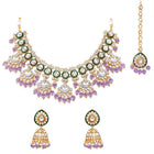 Gold Plated Pink Kundan Classic Bridal Set