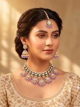 Gold Plated Pink Kundan Classic Bridal Set