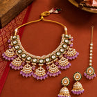 Gold Plated Pink Kundan Classic Bridal Set