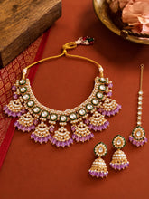 Gold Plated Pink Kundan Classic Bridal Set