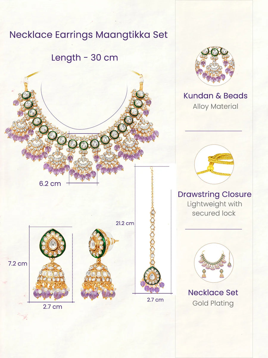 Gold Plated Pink Kundan Classic Bridal Set