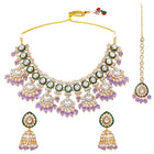 Gold Plated Pink Kundan Classic Bridal Set
