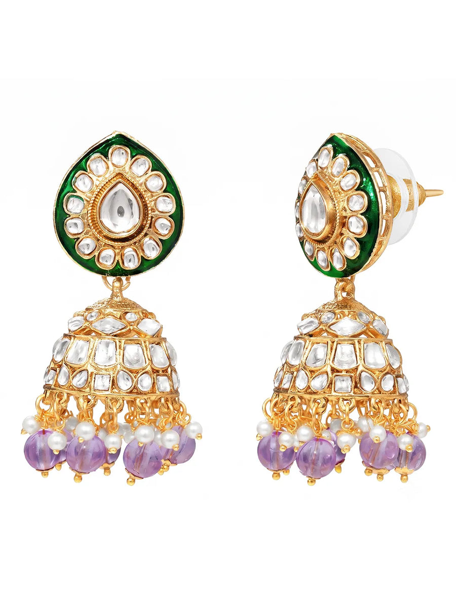 Gold Plated Pink Kundan Classic Bridal Set