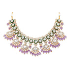 Gold Plated Pink Kundan Classic Bridal Set