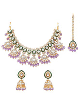 Gold Plated Pink Kundan Classic Bridal Set