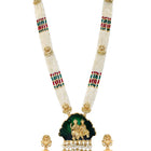 Gold Plated Pink Green Ornate Bead Necklace Set