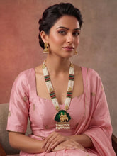 Gold Plated Pink Green Ornate Bead Necklace Set