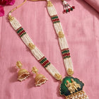 Gold Plated Pink Green Ornate Bead Necklace Set