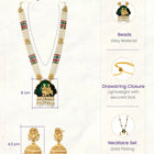 Gold Plated Pink Green Ornate Bead Necklace Set