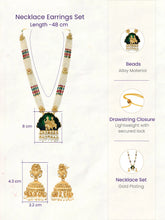 Gold Plated Pink Green Ornate Bead Necklace Set