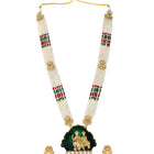 Gold Plated Pink Green Ornate Bead Necklace Set