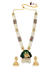 Gold Plated Pink Green Ornate Bead Necklace Set