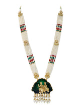 Gold Plated Pink Green Ornate Bead Necklace Set