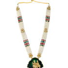 Gold Plated Pink Green Ornate Bead Necklace Set