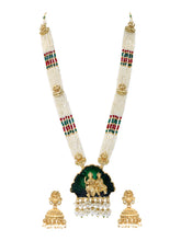 Gold Plated Pink Green Ornate Bead Necklace Set