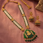 Gold Plated Green Bead Statement Necklace Set