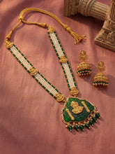 Gold Plated Green Bead Statement Necklace Set