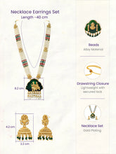 Gold Plated Green Bead Statement Necklace Set