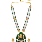 Gold Plated Green Bead Statement Necklace Set