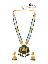 Gold Plated Green Bead Statement Necklace Set