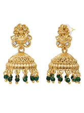 Gold Plated Green Bead Statement Necklace Set