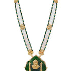 Gold Plated Green Bead Statement Necklace Set