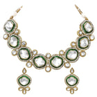 Gold Plated White Kundan CZ Radiant Necklace Set