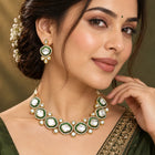 Gold Plated White Kundan CZ Radiant Necklace Set