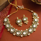 Gold Plated White Kundan CZ Radiant Necklace Set