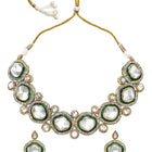 Gold Plated White Kundan CZ Radiant Necklace Set