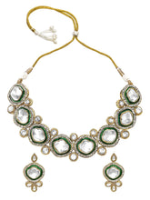 Gold Plated White Kundan CZ Radiant Necklace Set