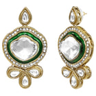 Gold Plated White Kundan CZ Radiant Necklace Set
