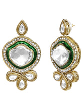 Gold Plated White Kundan CZ Radiant Necklace Set