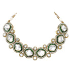Gold Plated White Kundan CZ Radiant Necklace Set