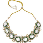 Gold Plated White Kundan CZ Radiant Necklace Set