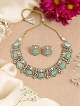 Gold Plated Mint CZ Onyx Majestic Necklace Set