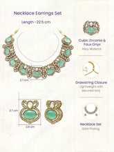 Gold Plated Mint CZ Onyx Majestic Necklace Set