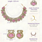 Gold Plated Pink CZ Onyx Floral Necklace Set