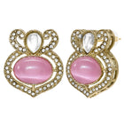 Gold Plated Pink CZ Onyx Floral Necklace Set