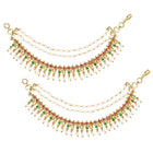 Gold Plated Pearl Kundan Ear Chain for Women