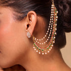 Gold Plated Pearl Kundan Ear Chain for Women