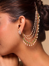 Gold Plated Pearl Kundan Ear Chain for Women
