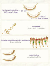 Gold Plated Pearl Kundan Ear Chain for Women