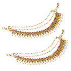 Gold Plated Pearl Kundan Ear Chain for Women