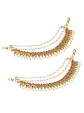 Gold Plated Pearl Kundan Ear Chain for Women